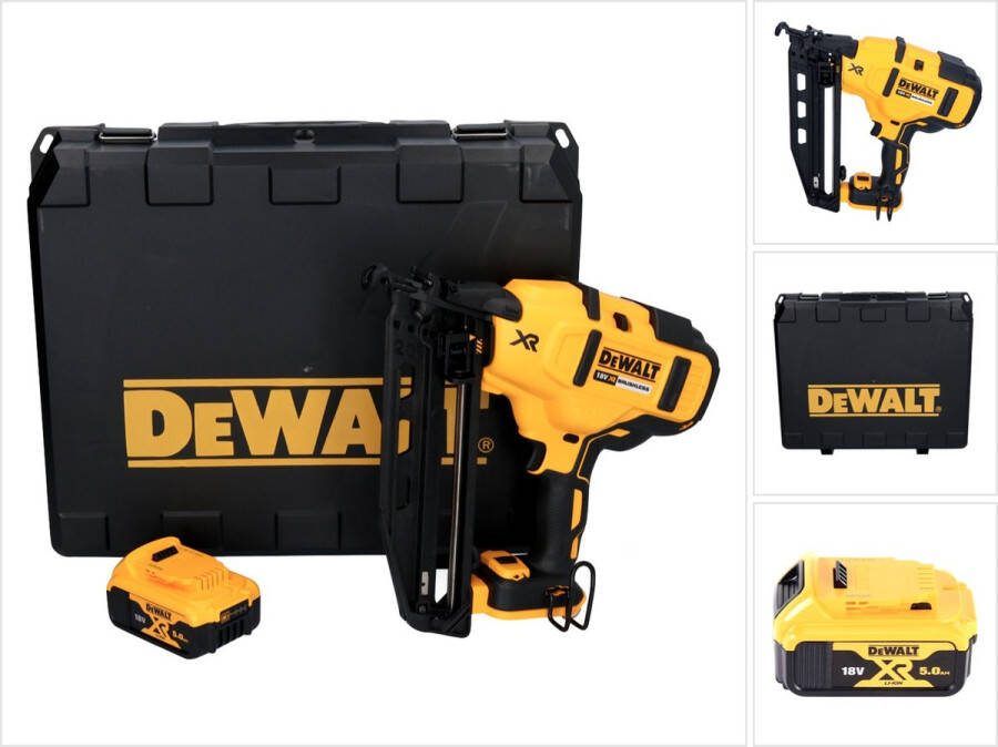 DeWalt DCN 660 N accu spijkerapparaat 18V 32-63 mm borstelloos + 1x accu 5.0 Ah + koffer zonder lader
