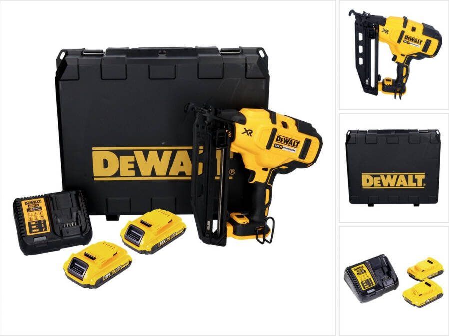 DeWalt DCN660D2 18V Li-Ion Accu afwerk tacker set (2x 2.0Ah accu) in koffer 32-63mm 16 Gauge koolborstelloos
