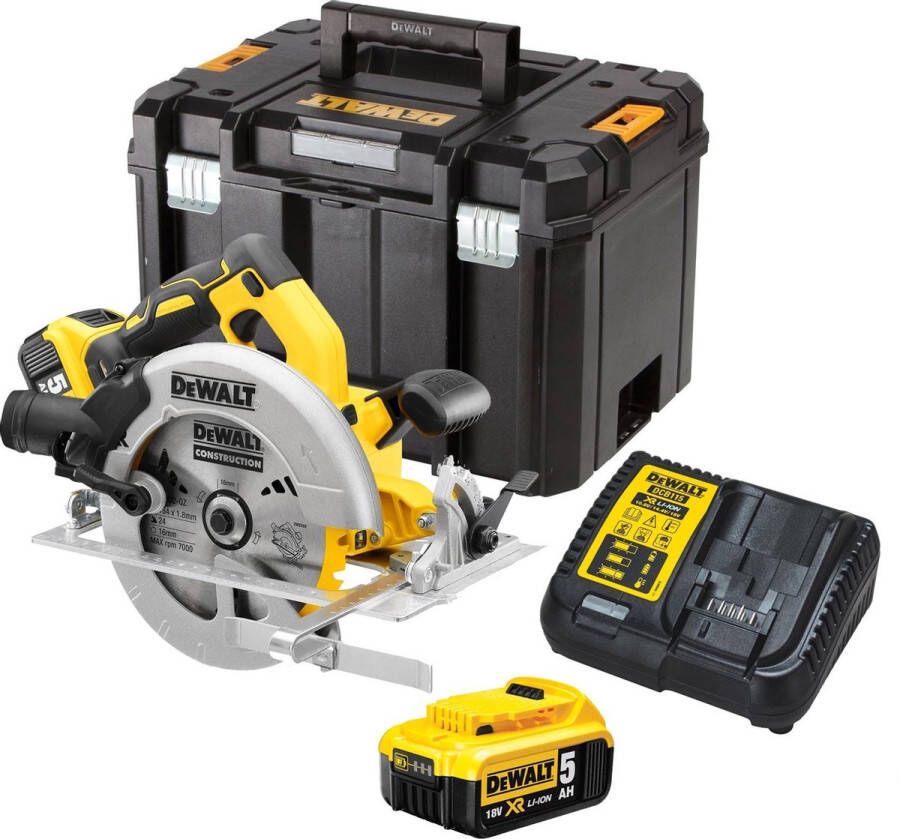 DeWalt DCS570P2 18V Li-Ion Accu cirkelzaag set (2x 5.0Ah accu) in TSTAK 184mm