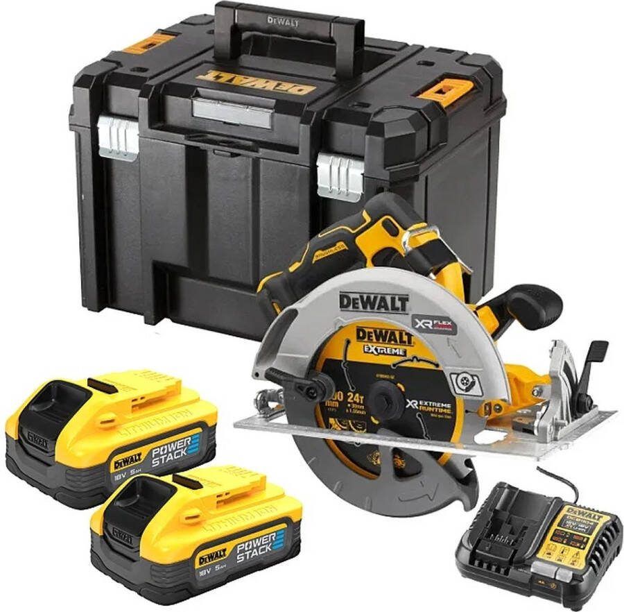 DeWalt DCS573H2T Accu Cirkelzaag 190mm 18V XR 5.0Ah POWERSTACK in TSTAK