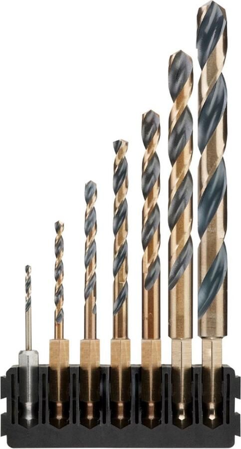 DeWalt Accessoires Houder + Black & Gold HEX-aansluiting 7 stuks 2 mm 3 mm 4 mm 5 mm 6 mm 8 mm 10 mm DT70831-QZ