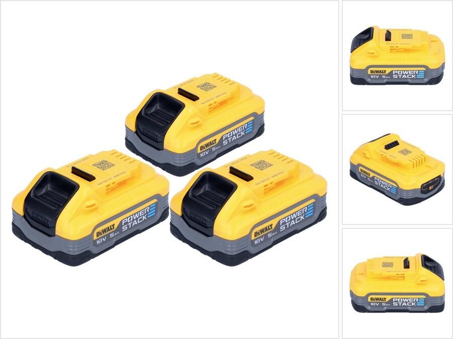 DeWalt DCBP 518 H3 accuset 3x Powerstack-accu 18 V 5 0 Ah 5000 mAh XR Li-Ion met laadniveau-indicator