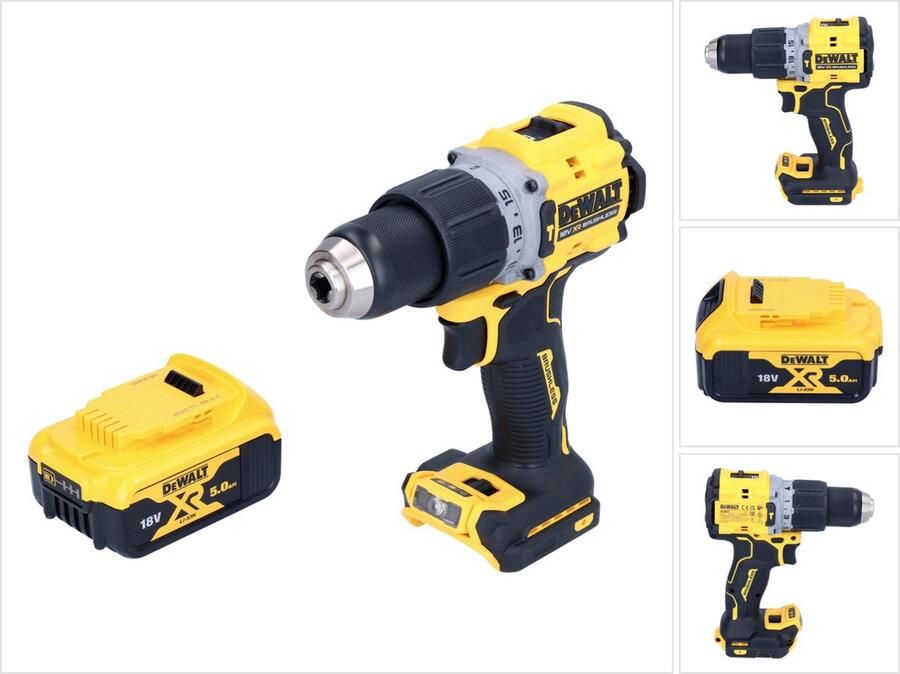 DeWalt DCD 805 N accu klopboormachine 18 V 90 Nm borstelloos + 1x oplaadbare accu 5.0 Ah zonder oplader