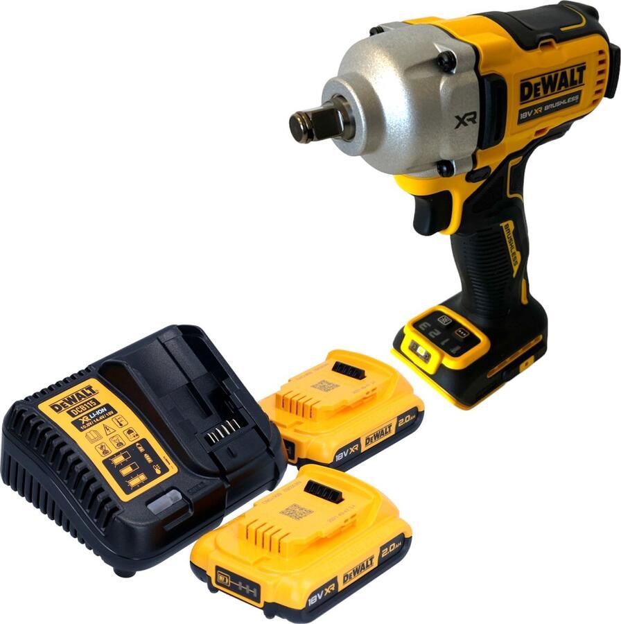DeWalt DCF 891 D2 accu-slagmoersleutel 18 V 1084 Nm 1 2 borstelloos + 2x oplaadbare accu 2.0 Ah + lader