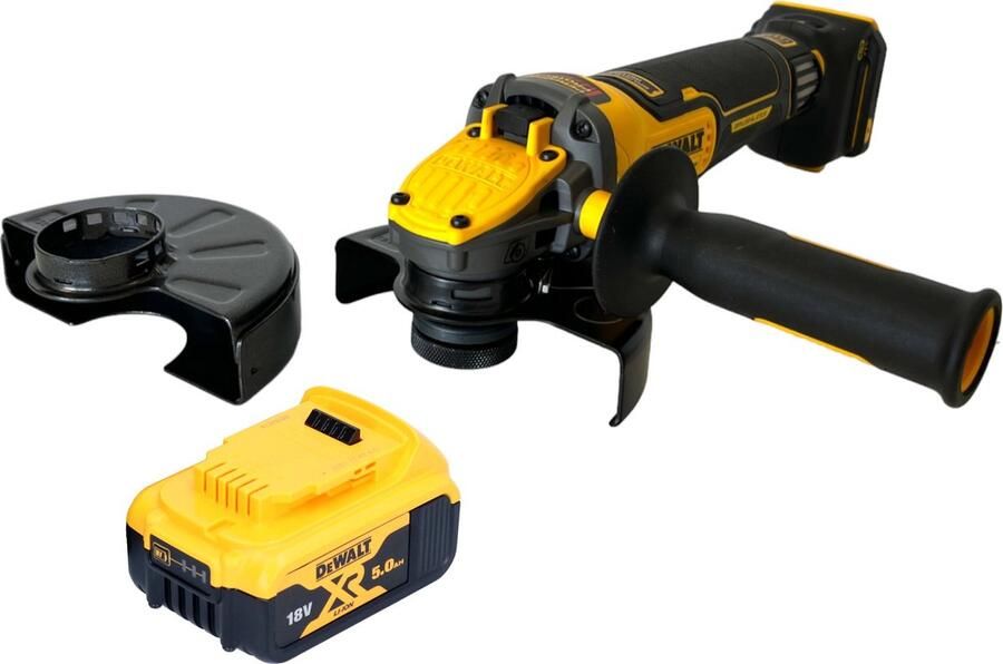 DeWalt DCG 416 VS N accu haakse slijper 18 V 125 mm borstelloos + 1x oplaadbare accu 5.0 Ah zonder lader
