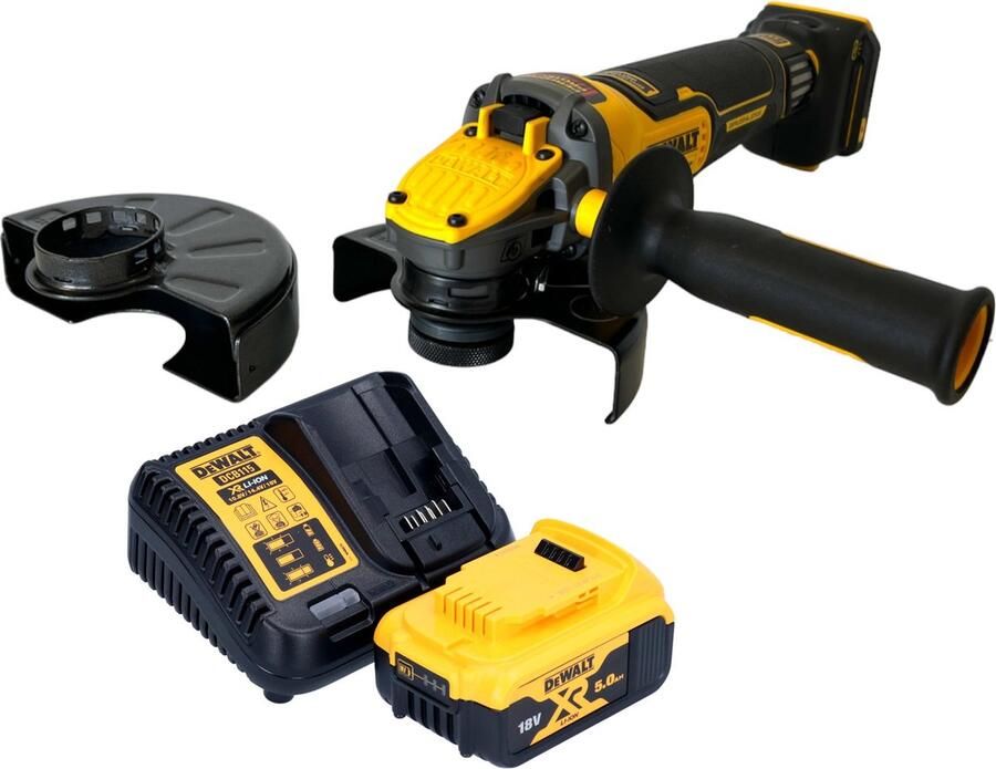DeWalt DCG 416 VS P1 accu haakse slijper 18 V 125 mm borstelloos + 1x oplaadbare accu 5.0 Ah + lader