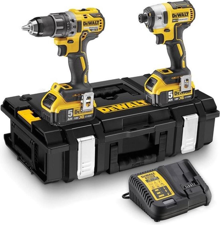 DeWalt DCK266P2T 18V Li-Ion accu klopboor- schroefmachine (DCD796) & slagschroevendraaier (DCF887) combiset (2x 5.0Ah accu) in TSTAK
