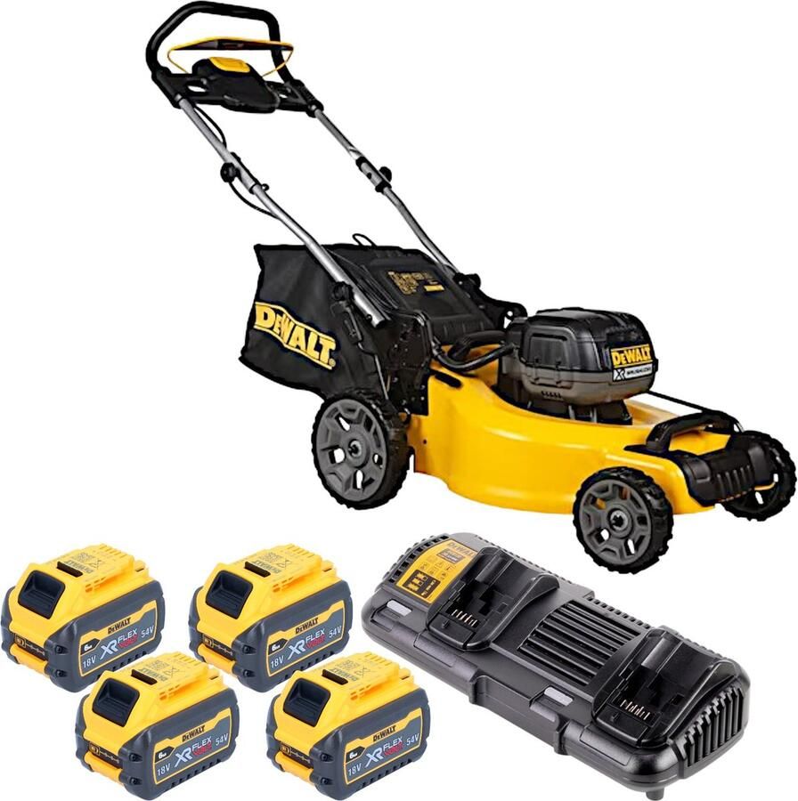 DeWalt DCMW 564 T4 accugrasmaaier 36 V ( 2x 18 V ) 48 cm borstelloos + 4x FlexVolt accu 6.0 Ah + lader