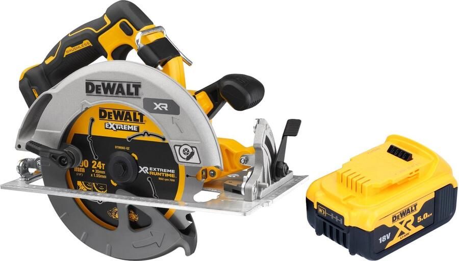 DeWalt DCS 573 N Accu-cirkelzaag 18 V 190 x 30 mm borstelloos + 1x accu 5.0 Ah zonder lader