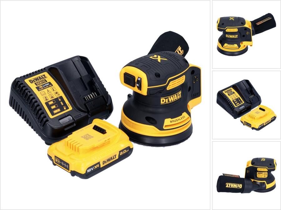 DeWalt DCW 210 D1 accu excentrische schuurmachine 18 V 125 mm borstelloos + 1x accu 2.0 Ah + lader