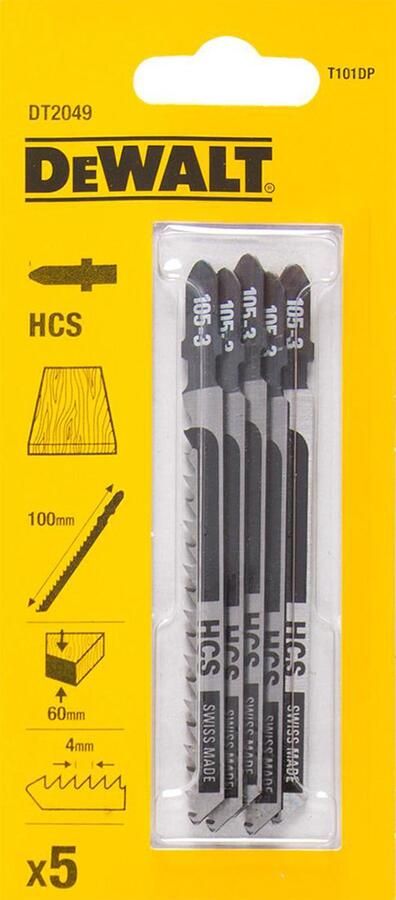 DeWalt DT2049 T 101 DP Decoupeerzaagblad voor Hout & Spaanplaat VE=5
