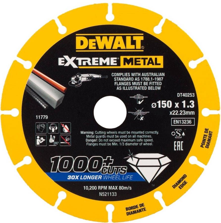 DeWalt DT40253 EXTREME™ Metal Diamant Doorslijpschijf 150mm