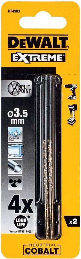 DeWalt DT4903 Industrial Cobalt Boor HSS 3.5mm 2 stuks