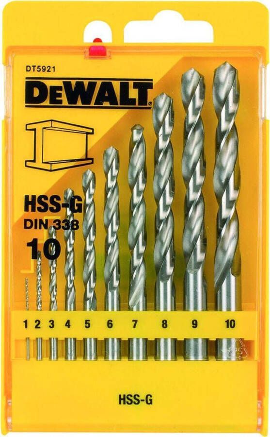DeWalt DT5921 10 delige HSS-G Metaalboren in Cassette DT5921-QZ