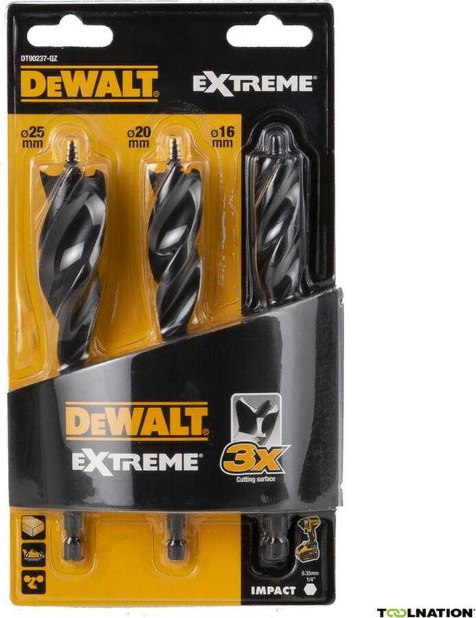 DeWalt 3-delige set Speedborenset (Tri-Flute 16 20 25mm) DT90237-QZ Xtreme Houtborenset