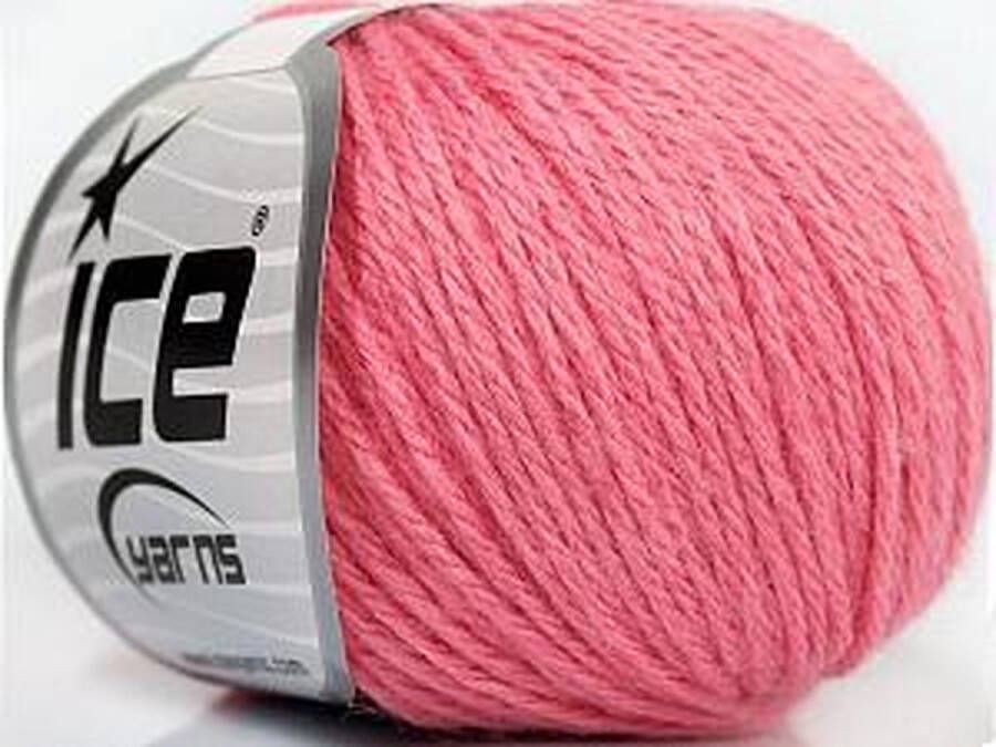 DEWOLWINKEL.NL Breiwol roze 50grams bollen merino wol polyamide en acryl