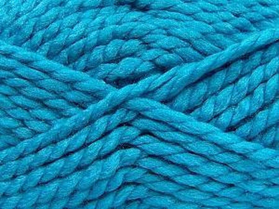 DEWOLWINKEL.NL Chunky wol pendikte 9 mm. kleur turquoise dikke breiwol kopen acryl wol grof breigaren pakket 2 bollen van 150 gram