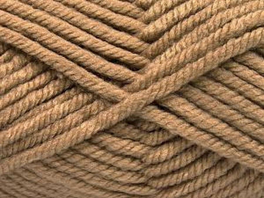 DEWOLWINKEL.NL Chunky yarn knit camel kleur garen wol breien pendikte 10 12 mm. – dik wolgaren 2 bollen a 200gram 25% superwashwol gemengd met 75% acryl breiwol kopen