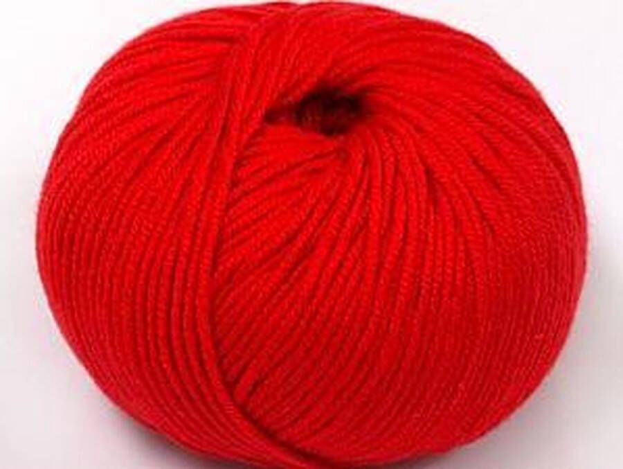 DEWOLWINKEL.NL Haakgaren rood katoen 50% acryl 50% Amigurumi garen pakket crochet haken met pendikte 3 mm. – 8 bollen van 25gram