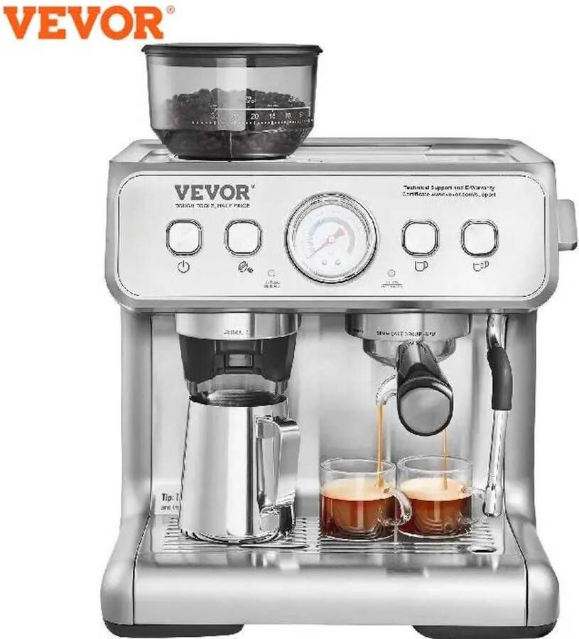 Deze informatie volgt later Amalee Espressomachine Vermalen Semi-Automatische Espressomachine Met Melkschuimer Stoomstaaf Cappuccino Americano Espresso Latte macchiato 2.8 L watertank