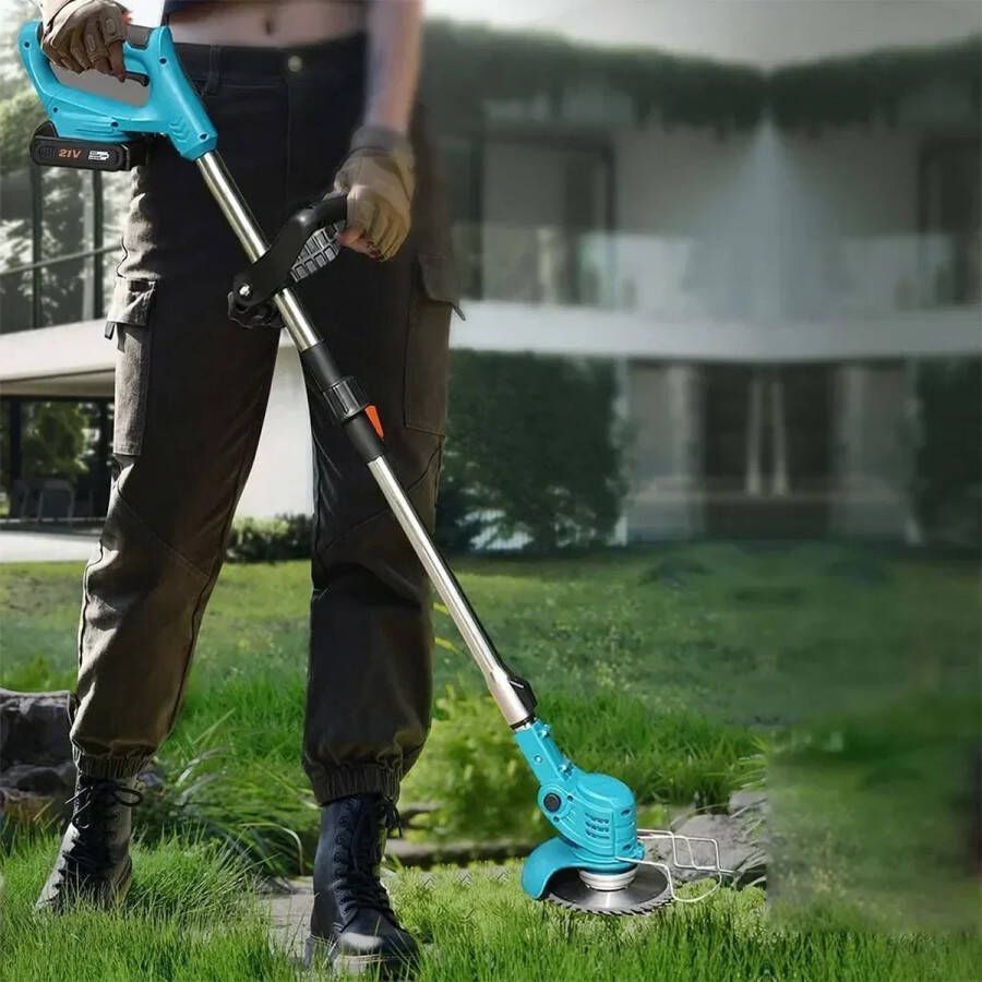 Deze informatie volgt later Amalee Draadloze Grasmaaier Elektrisch Gras Trimmer Verstelbare Tuingereedschap 21V Batterij Roestvrijstaal