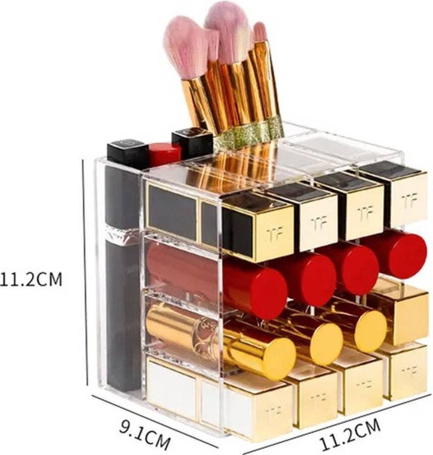 Deze informatie volgt nog. Bolmans Make Up Organizer Lipstick Organizer Make Up Tafel Make Up Koffer Make-Up Organizers Geschikt voor 18 Lipsticks 11 x 9 x 11 cm Draaibaar