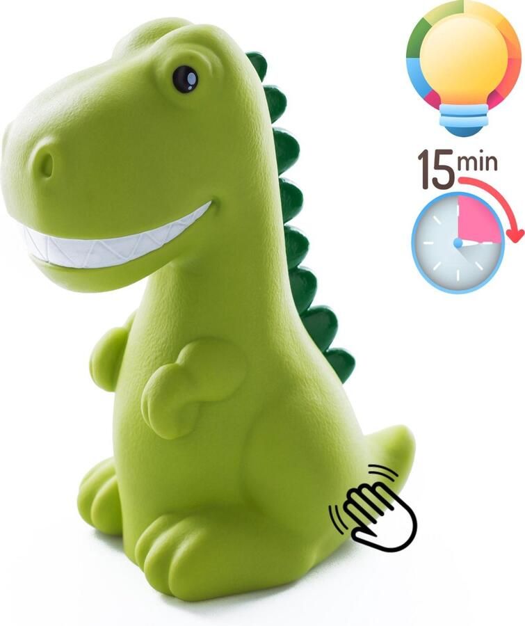 DHINK Dinosaurus Nachtlamp met Timer en Tap functie Groen