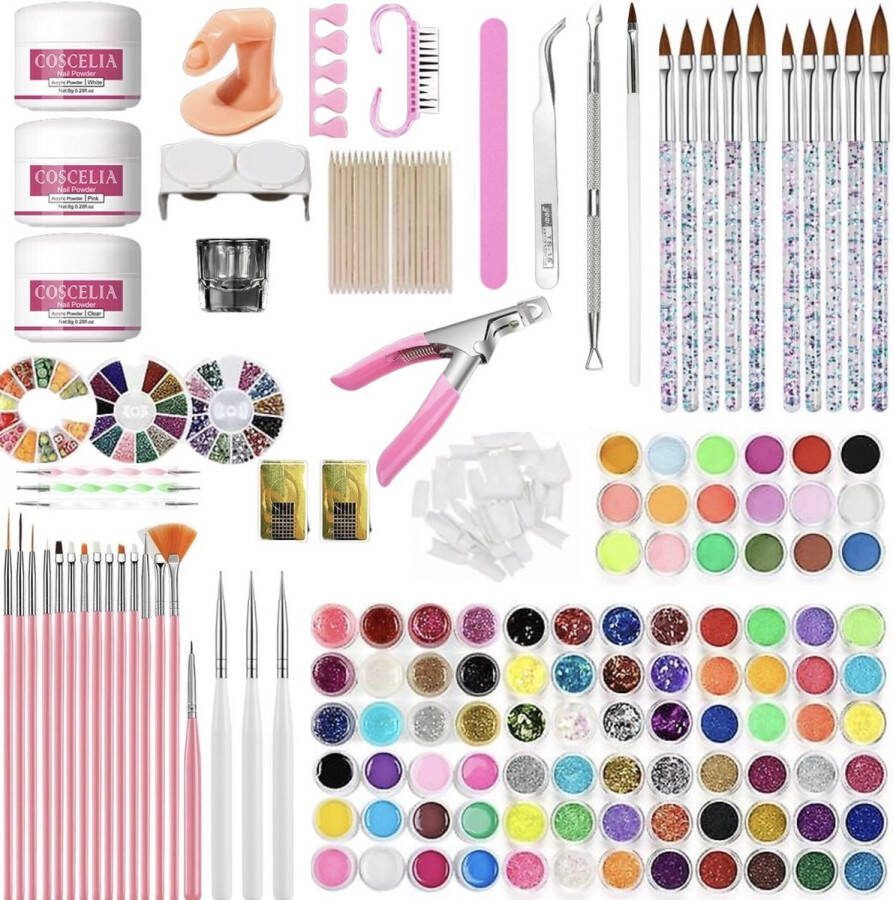 DHK Solutions Acryl Nagels Starterspakket XXL 171 Delig 500 Franse Nageltips Acryl poeder Acryl Nagels Acryl penselen acryl liquid acryl vloeistof acryl nagels starter kit Acryl nagels poeder Nail art pakket