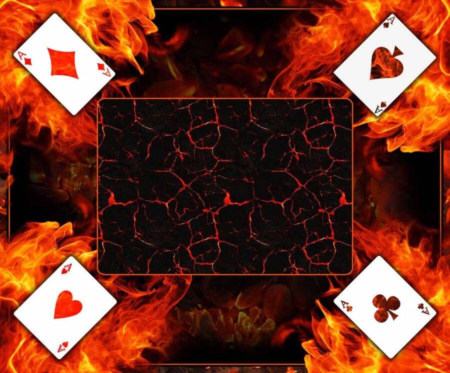 Di-Jet Premium Kaartmat (58x70cm) FIRE Kaartkleed- Kaart Tapijt Ideaal voor Gezellige Kaartspellen met Vrienden en Familie Gedrukt op Vilt met Antislip Latex Onderlaag Duurzaam en Hoogwaardig!