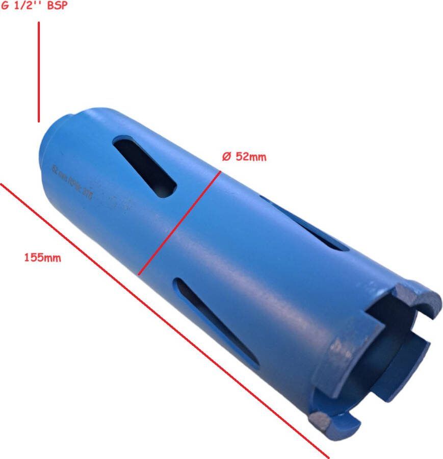 Diamantcore Diamantboor Ø 52 x 155mm beton diamantboor G 1 2'' BSP stopcontacten gatenboor dozenboor