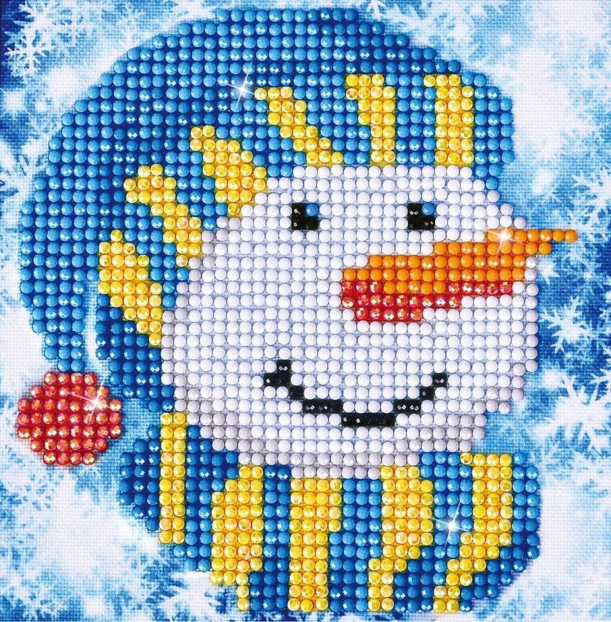 DIAMOND DOTZ DIAMOND DOTZ DD2.034 Originele 5D Diamond Painting Set Snowman Cap Knutselpakket met 1491 Ronde Steentjes Dotz voor Volwassenen Hobbypakket ca. 13.5x13.5 cm voor Kinderen Vanaf 8 Jaar