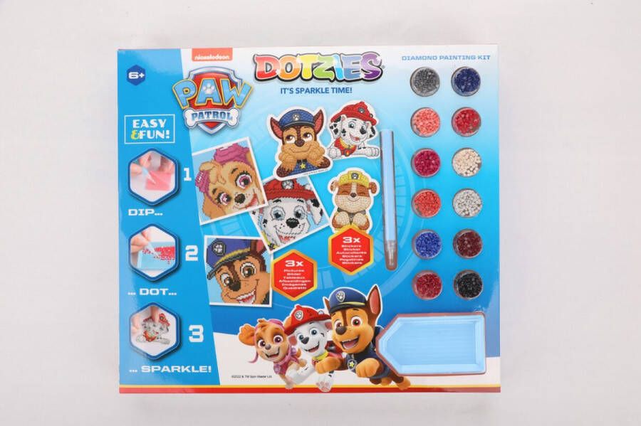 DIAMOND DOTZ DIAMOND DOTZ Paw Patrol Megapack DOTZIES 6-delig Diamond Painting 3 foto's 3 Stickers 6.650 Dotz Complete DIY Set Voor Kinderen Vanaf 6 Jaar Blauw