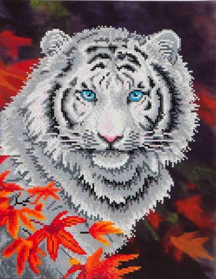 DIAMOND DOTZ DIAMOND DOTZ White Tiger in Autumn Diamond Painting 13.045 Dotz 46x36 cm