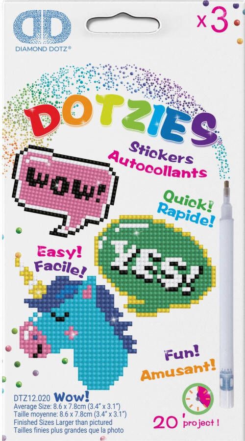 DIAMOND DOTZ DIAMOND DOTZ Wow DOTZIES Stickers Diamond Painting 1.434 Dotz 8x8 cm