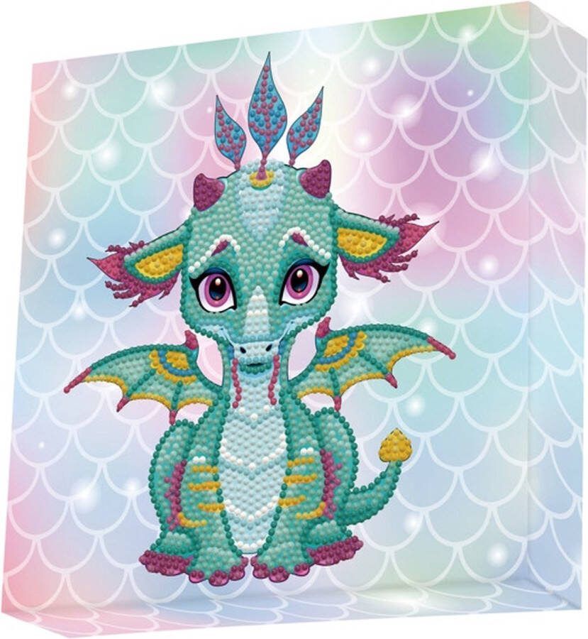 DIAMOND DOTZ Diamond Painting Hobby Pakket Diamond painting kinderen Dotz Box Draakje 22x22cm Ronde steentjes Volledig pakket Diamond Dotz