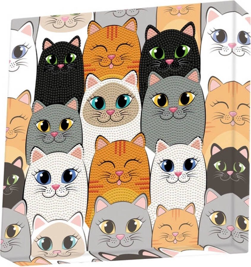 DIAMOND DOTZ Diamond Painting Hobby Pakket Diamond painting kinderen Dotz Box Katten 28x28cm Ronde steentjes Volledig pakket Diamond Dotz