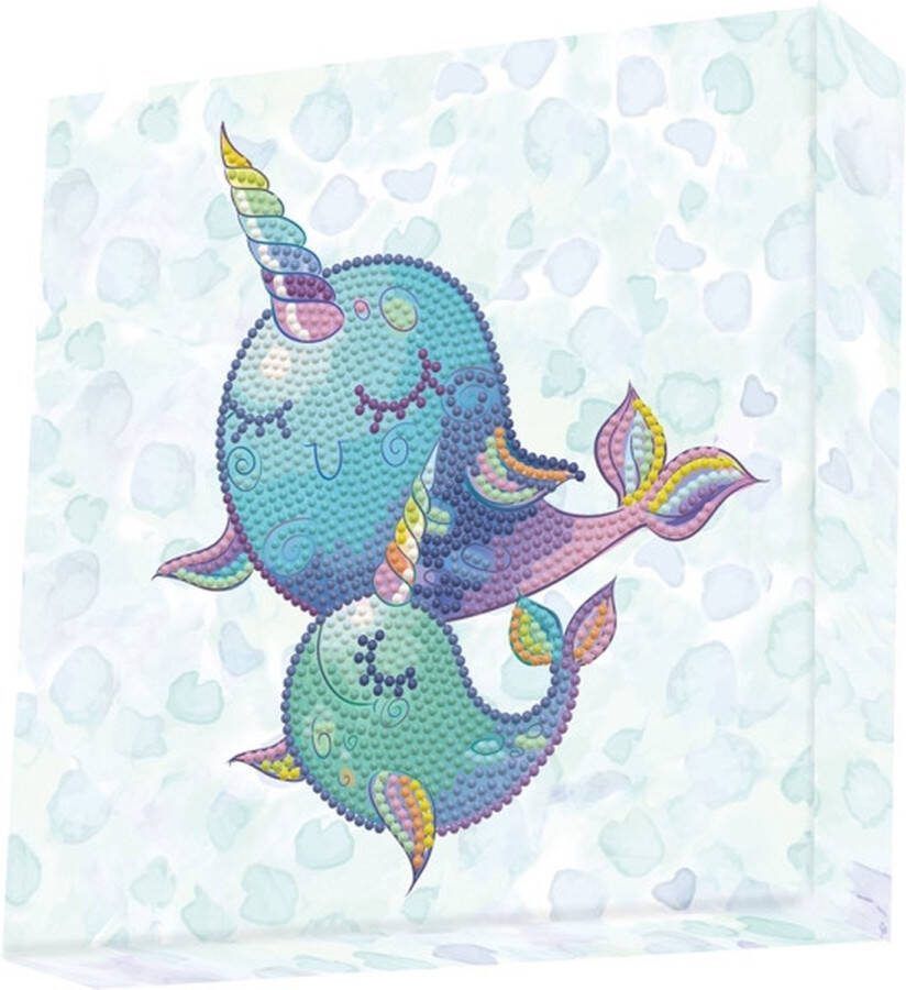 DIAMOND DOTZ Diamond Painting Hobby Pakket Diamond painting kinderen Dotz Box Narwal liefde 22x22cm Ronde steentjes Volledig pakket Diamond Dotz