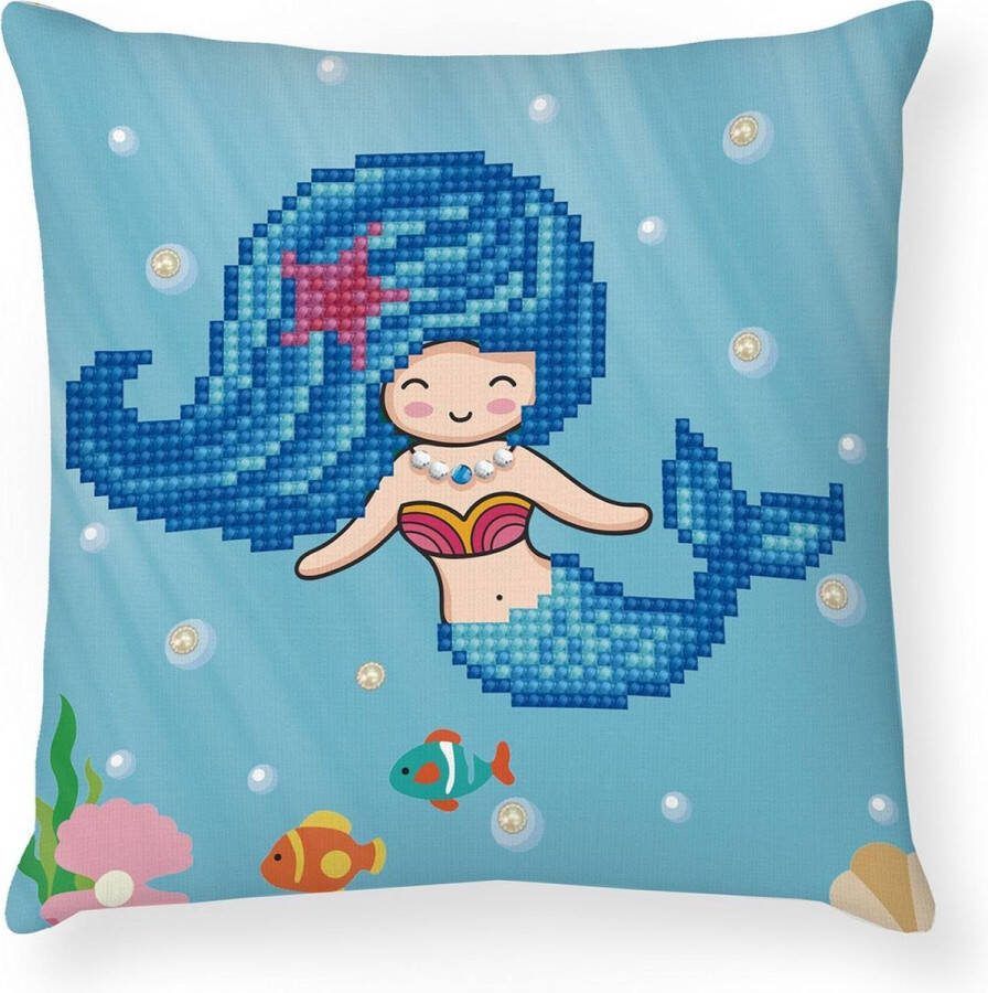 DIAMOND DOTZ Diamond Painting Kussen Volwassenen Kinderen DDP2.043 Blauwe zeemeermin 18 x 18cm Ronde steentjes Volledig pakket