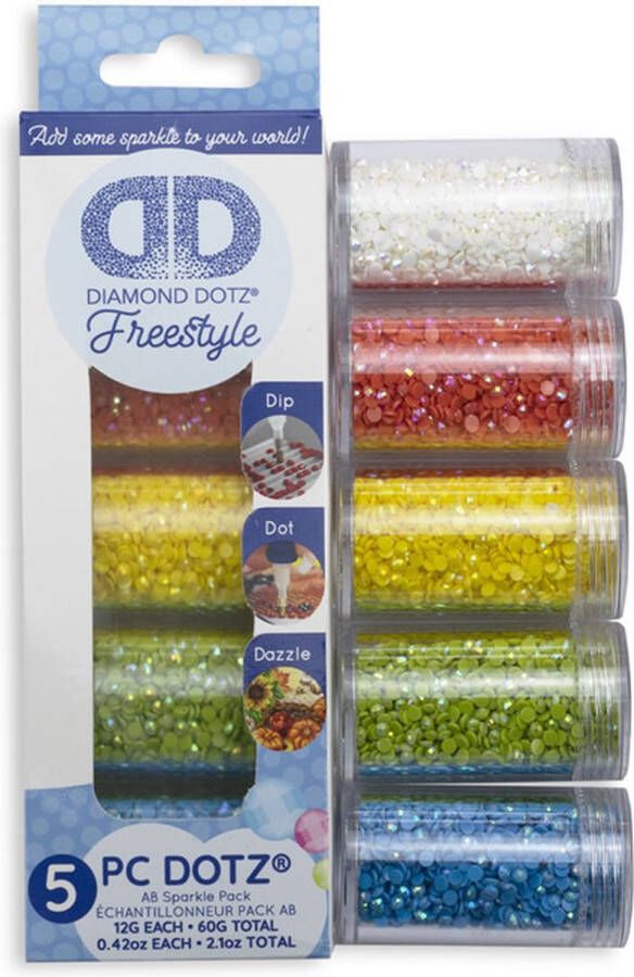 DIAMOND DOTZ Diamond Painting Losse Steentjes DDA.013 Diamond Dotz 5 kleuren pakket AB kleuren (5001 5003 5005 5006 5008)