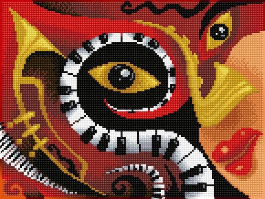 DIAMOND DOTZ Diamond Painting Volwassenen Met Lijst Hobby Volledig Pakket Ronde Steentjes DDK7.050 Jazzy 41 x 31cm