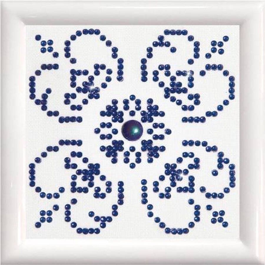 DIAMOND DOTZ Diamond Painting Volwassenen Ronde Steentjes Volledig Pakket Hobby DD1.004F Mandala blauw op wit met lijst