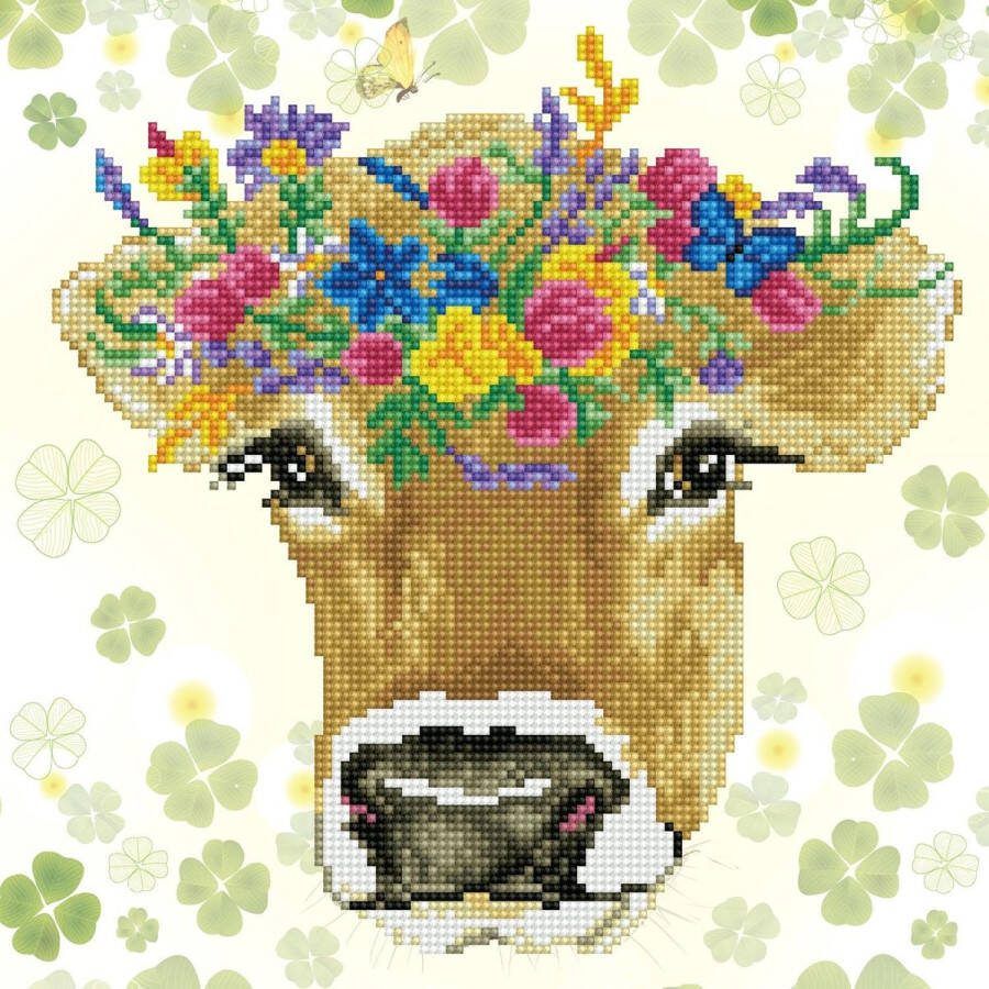 DIAMOND DOTZ Diamond Painting Volwassenen Ronde Steentjes Volledig Pakket Hobby DD5.065 Dieren Koeienprinses 32 x 32cm
