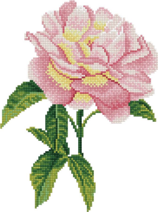 DIAMOND DOTZ Diamond Painting Volwassenen Ronde Steentjes Volledig Pakket Hobby DD5.069 Bloemen Roze roos 27 x 35cm