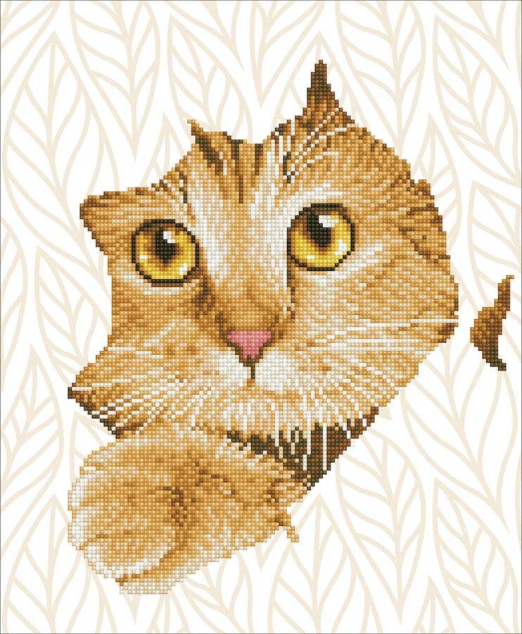 DIAMOND DOTZ Diamond Painting Volwassenen Ronde Steentjes Volledig Pakket Hobby DD7.052 Dieren Katje kiekeboe 37 x 45cm