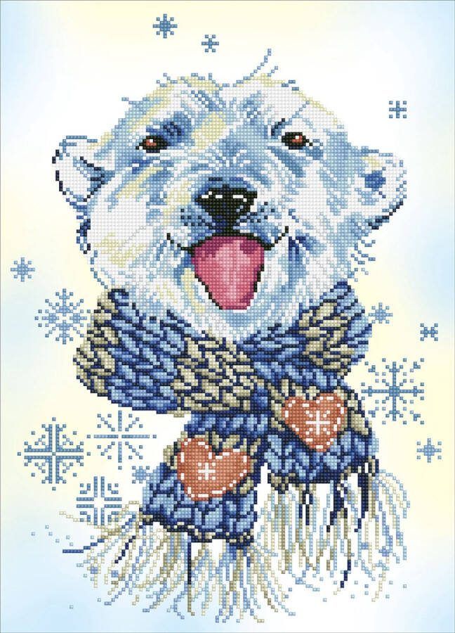 DIAMOND DOTZ Diamond Painting Volwassenen Ronde Steentjes Volledig Pakket Hobby DD9.042 Dieren Blije ijsbeer 37 x 51cm
