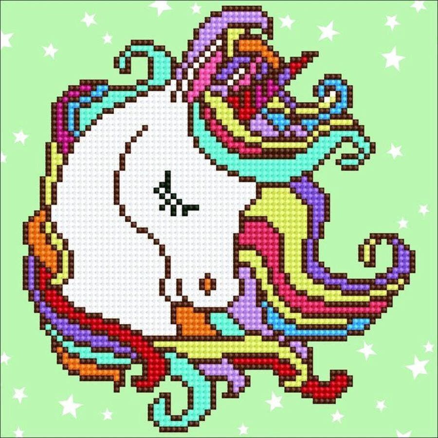 DIAMOND DOTZ Diamond Painting Volwassenen Ronde Steentjes Volledig Pakket Hobby LA49291 Lieve eenhoorn 22 x 22cm