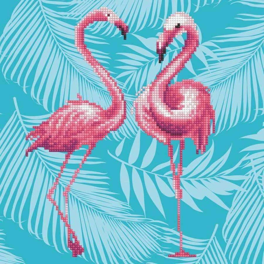 DIAMOND DOTZ LA49353 Diamond painting volwassenen Flamingo's 32 x 32cm Volledig pakket Ronde steentjes