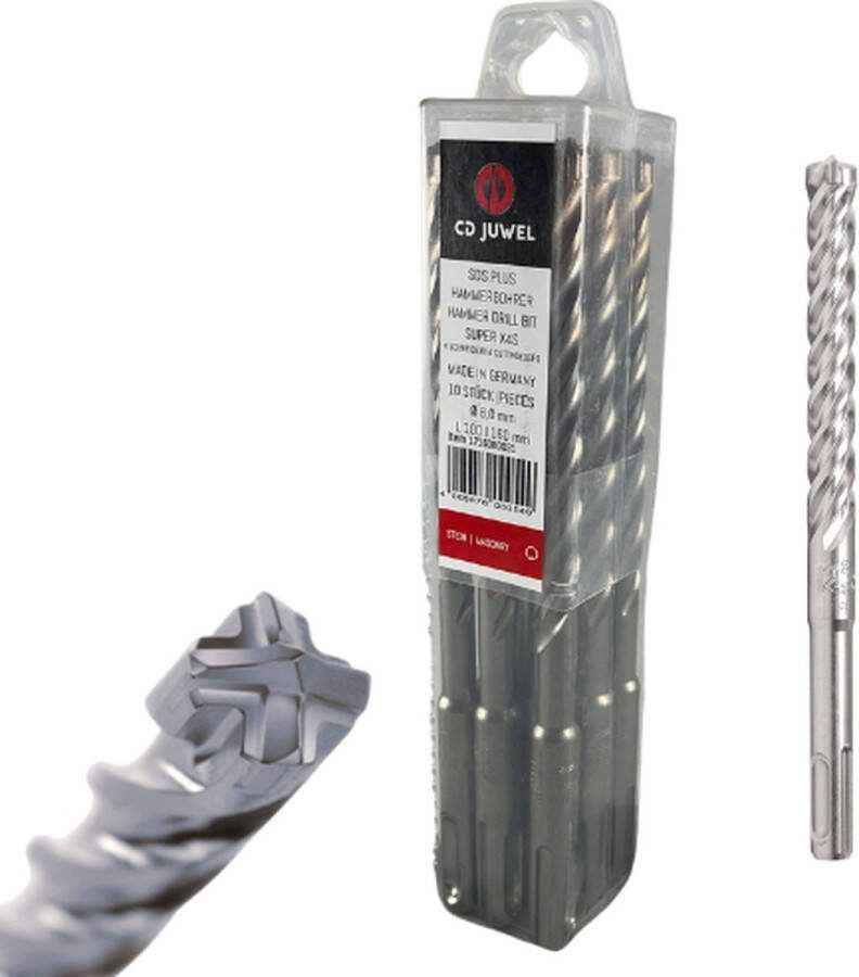 Diamond&tools betonboor 5mm lengte 160mm SDS+ 4 snijder (10 stuks)