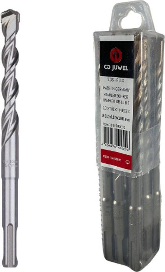 Diamond&tools betonboor 8mm lengte 160mm SDS+ 2 snijder (10 stuks)