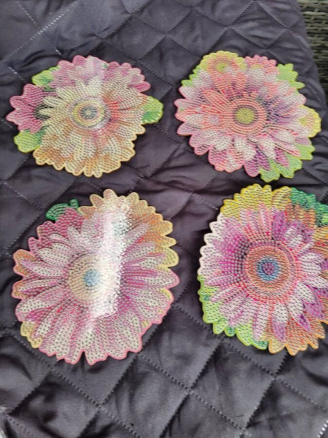 Diamond painting onderzetters- pannen onderzetters- 15 cm bloemen met houder